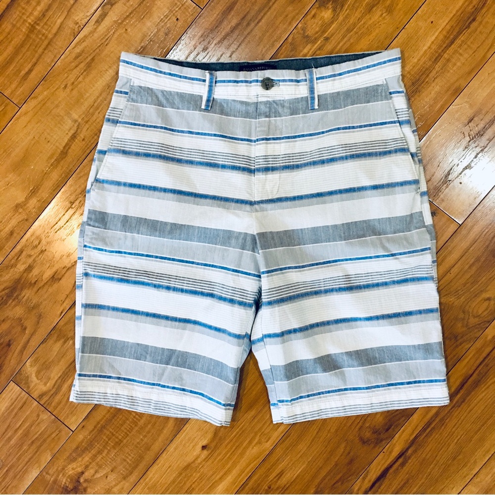 Mens Banana Republic preppy casual golf shorts blue white plaid 32 waist…